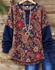 Paisley Floral Print Henley Tunic