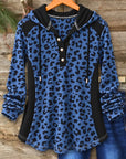 Blue Leopard Print Hooded Tunic