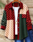 Polka Dot Corduroy Patchwork Shacket