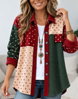 Polka Dot Corduroy Patchwork Shacket