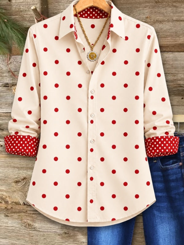 Polka Dot Button Down Collar Shirt