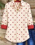Polka Dot Button Down Collar Shirt