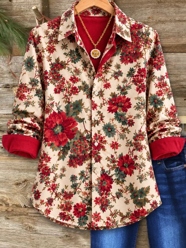 Floral Print Button Down Tunic Shirt
