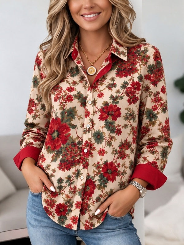 Floral Print Button Down Tunic Shirt