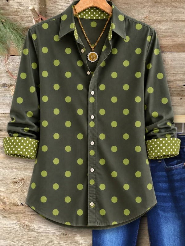 Polka Dot Button Down Tunic Shirt