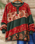 Paisley Patchwork Henley Sweatshirt