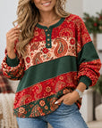 Paisley Patchwork Henley Sweatshirt