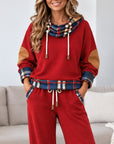 Plaid Patchwork Cowl Neck Lounge Set