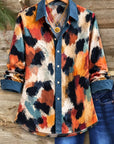 Abstract Print Chambray Trim Tunic Shirt