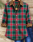 Plaid Leopard Trim Shirt