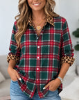 Plaid Leopard Trim Shirt
