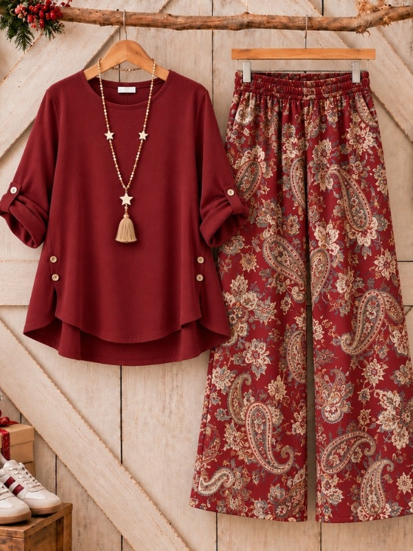 Floral Paisley Tunic Pants Set
