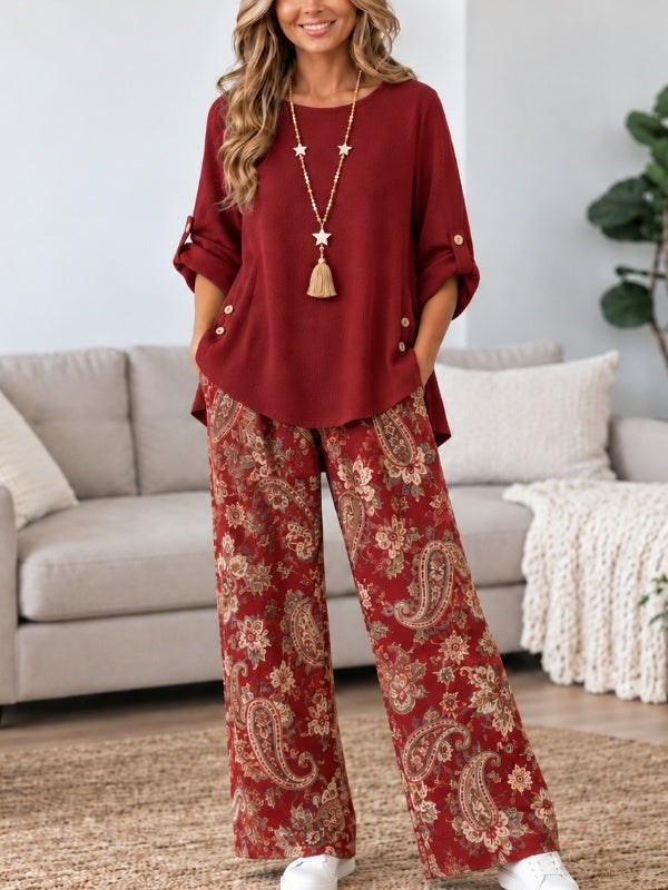 Floral Paisley Tunic Pants Set