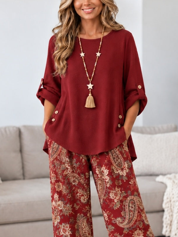 Floral Paisley Tunic Pants Set