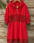 Sequin Patchwork Hoodie Midi Dress