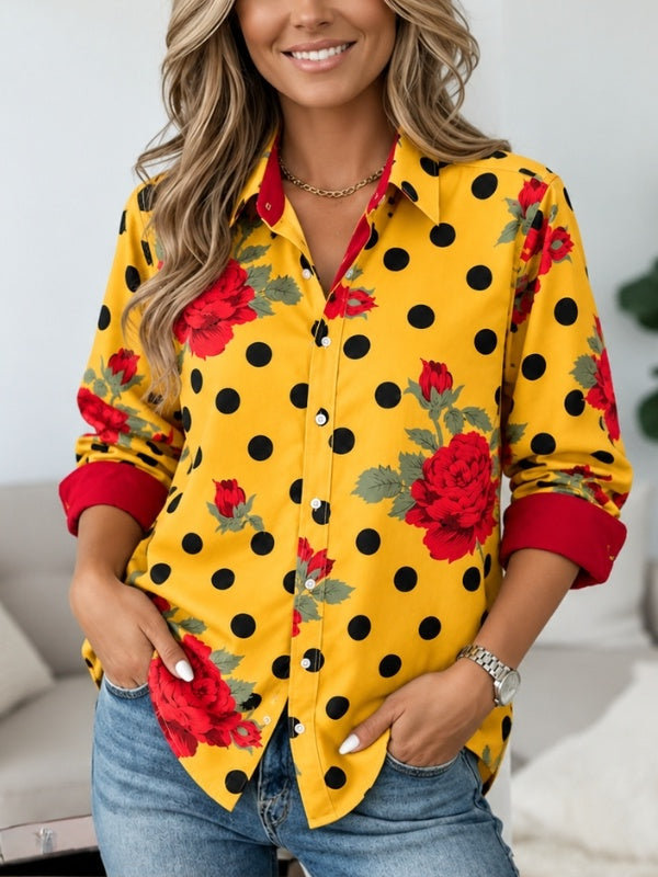 Floral Polka Dot Tunic Shirt