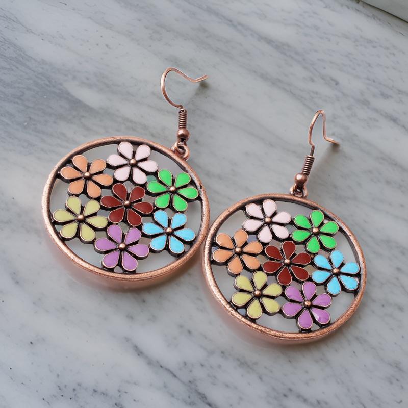 Flower Power BOHO Hoop Drop Earrings