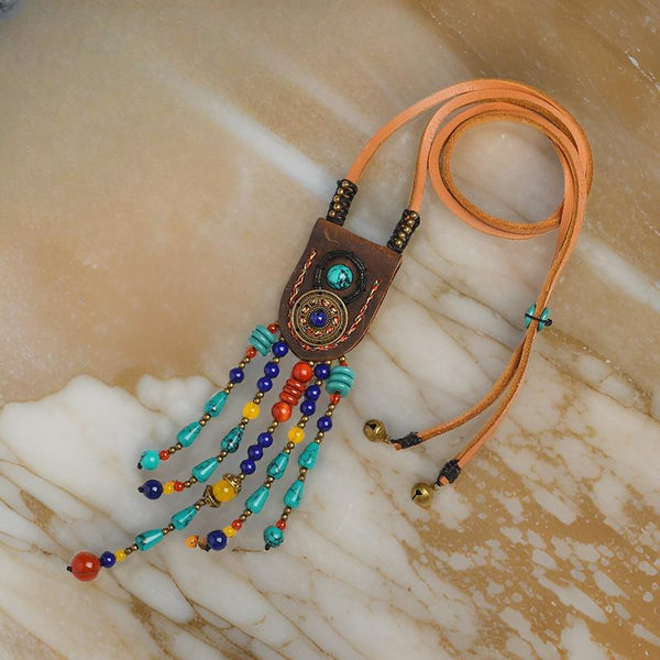 Boho Leather Arizona Turquoise Necklace