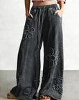 Floral Appliqué Wide Leg Jeans
