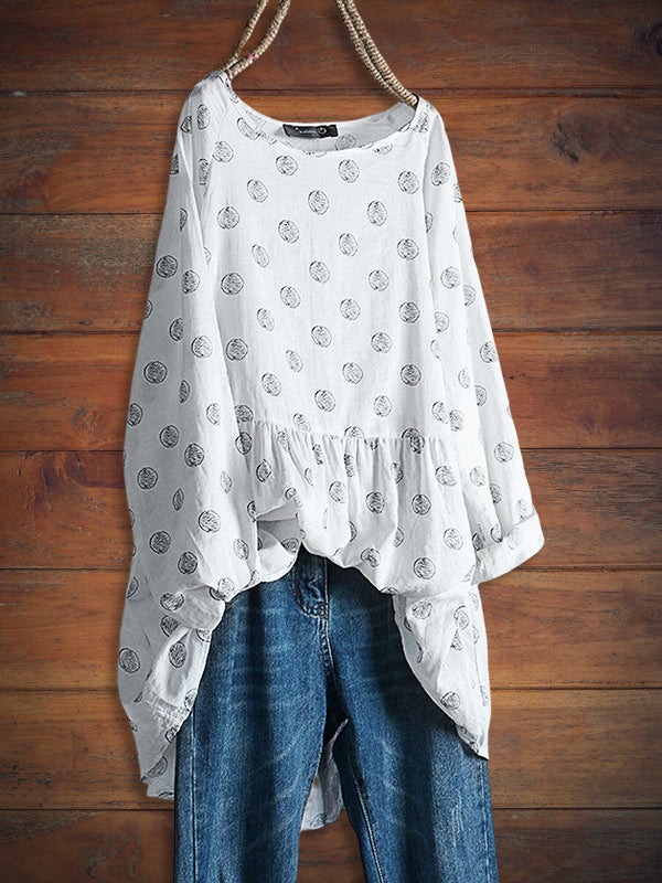 Crewneck Polka Dot Print Loose Top