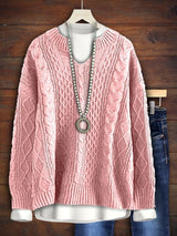 Knit Solid Color Split Neck Sweater