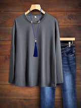 Fashion Solid Color Loose Long Sleeve Top