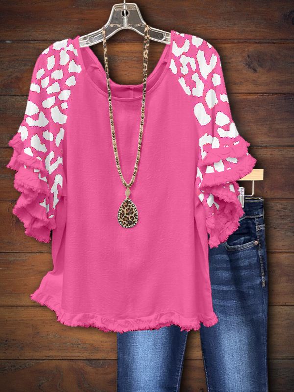 Ruffle Sleeve Leopard Top