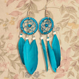 Dreamcatcher Long Feather Fringe Boho Earrings