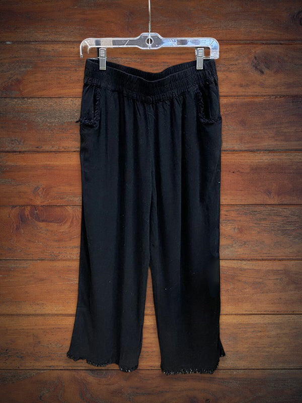 Solid Linen Wide-Leg Pants