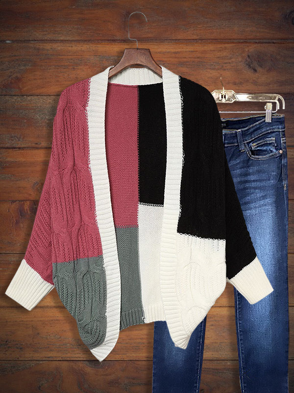 Fashionable Long Sleeve Contrast Cardigan Sweater