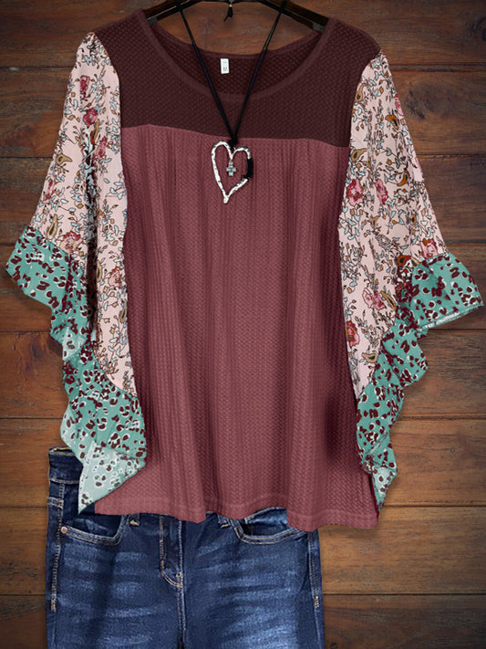 Mixed Floral Print Sleeve Tee