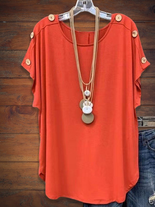 Fashion Solid Breasted Doll Sleeve Tee