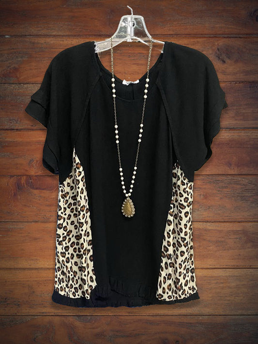 Leopard Color Block Tee