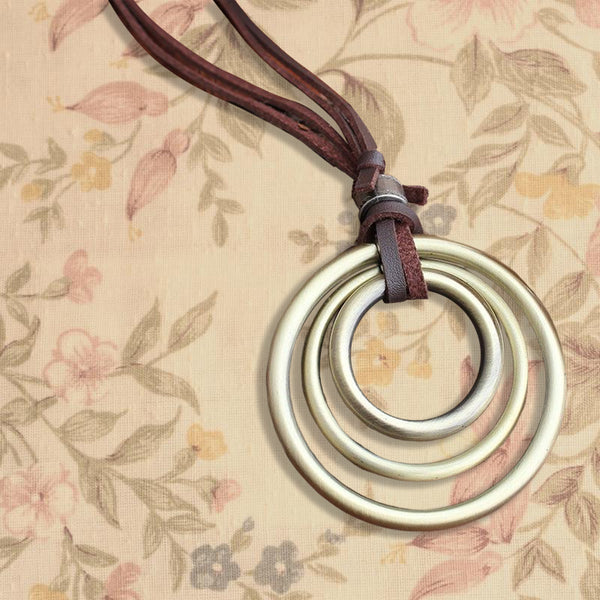 Boho Three Rings Pendant Accessory Pendant Long Necklace