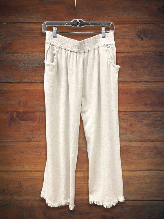 Solid Linen Wide-Leg Pants