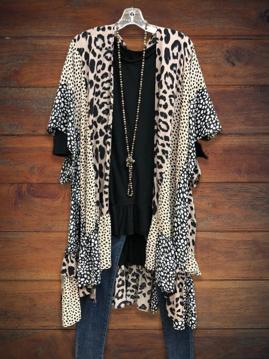 Leopard Print Oversized Cape Trench Coat