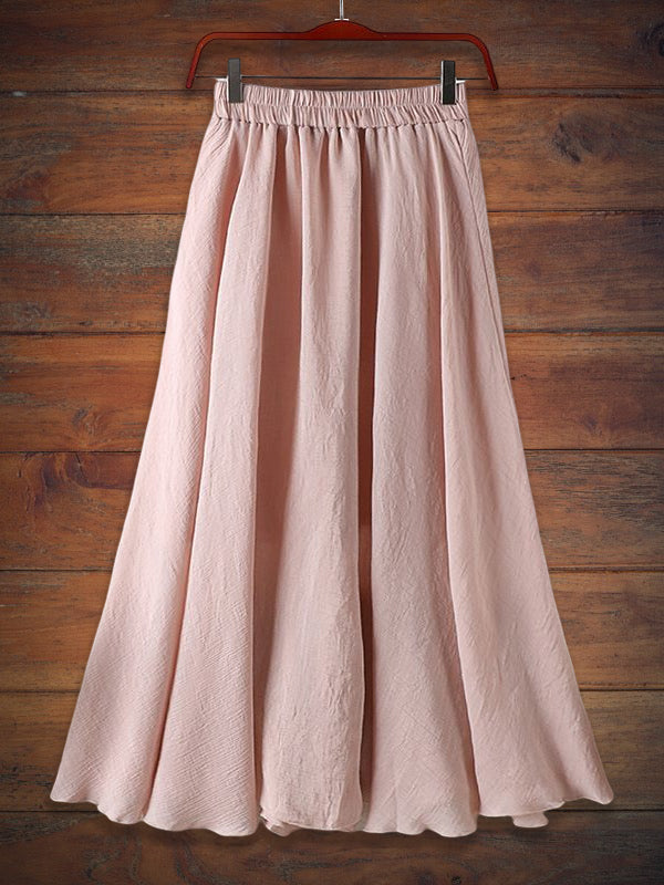 High Waist Slim Mid-Length A-Line Elastic Skirt