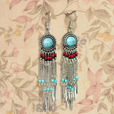 Ethnic Fringe Vintage Turquoise Earrings