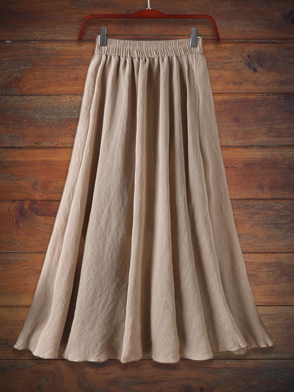 High Waist Slim Mid-Length A-Line Elastic Skirt