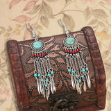 Ethnic Fringe Vintage Turquoise Earrings
